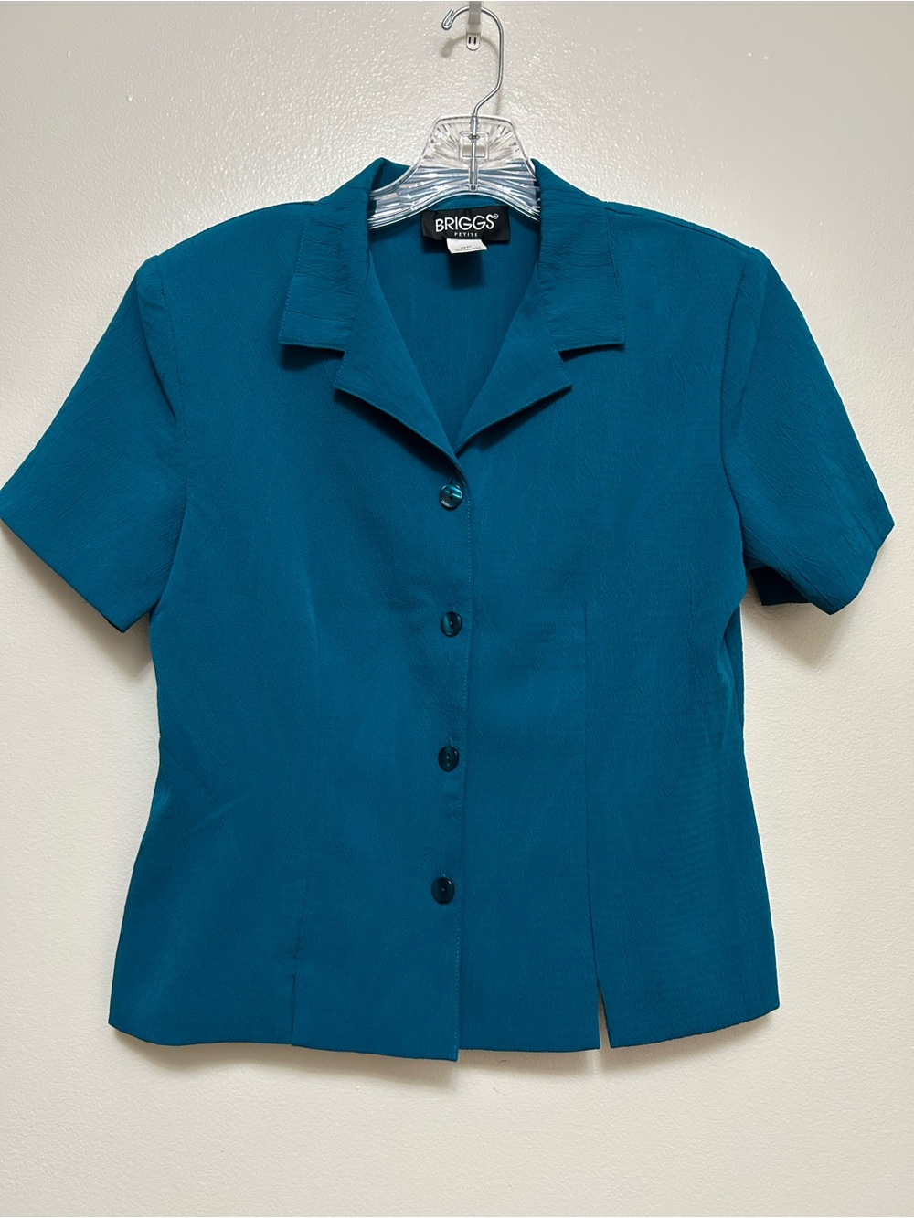 Briggs New York Teal Short-Sleeve Button-Front Blouse